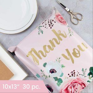 10x13" (30 Pack) Thank You Floral Polymailers (Light Pink)